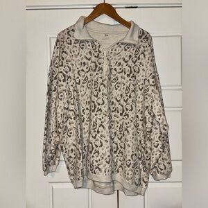 Aerie Leopard Half-Zip Sweatshirt